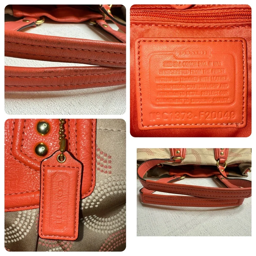 Coach Coral and Beige Shoulder Bag